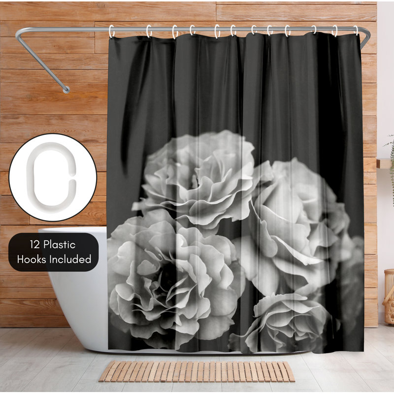 Roses Shower Curtain, Black and Peach retailer Roses, Bathroom Decor, New Home Gift, Floral Shower Curtain